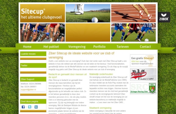 Ziber sitecup, een gratis website voor een vereniging in ruil voor een bordreclame langs het veld