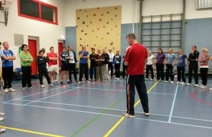 Ruben Nijhuis geeft workshop, in het midden onze trainers Ton en Co