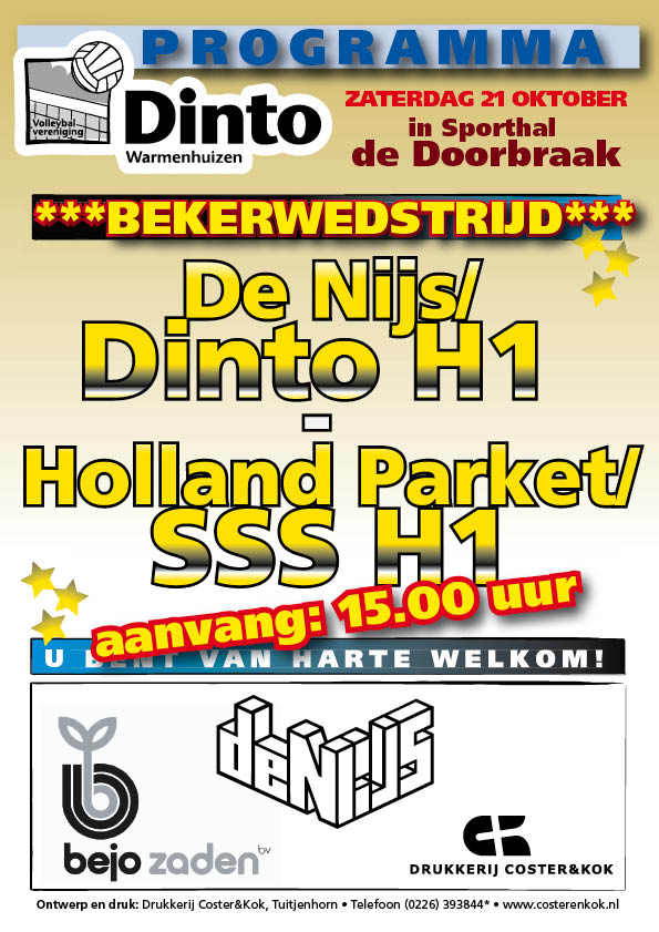 De Nijs/Dinto 1 treft 1e divisionist Holland Parket/SSS