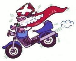 Sinterklaas op weg naar het Dorpshuis